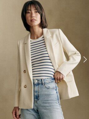 Sezane Christie Jacket in White, Size US 6 (FR 38)
